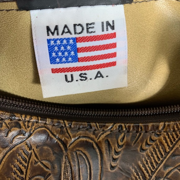 Harley-Davidson Vintage Tooled Brown Leather Shoulder Bag - Picture 7 of 8